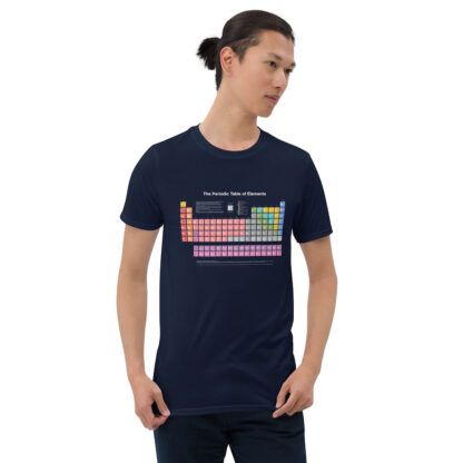 Periodic table t-shirt navy worn by male model