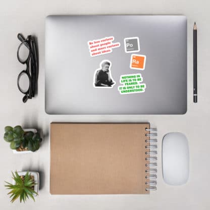 Marie Curie portrait stickers laptop