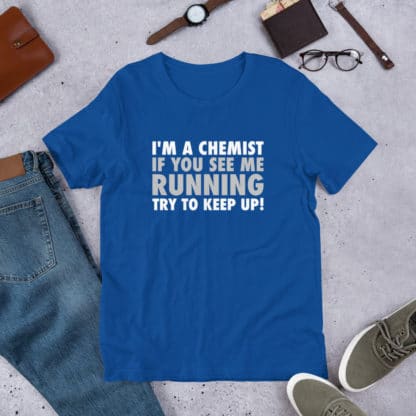 Running chemist t-shirt blue