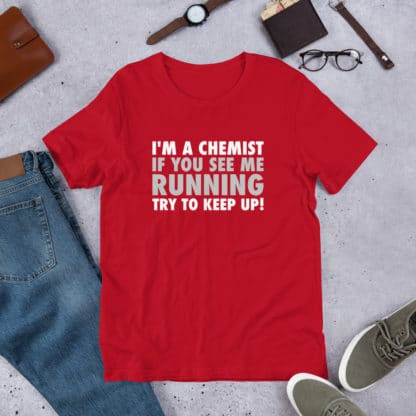 Running chemist t-shirt red