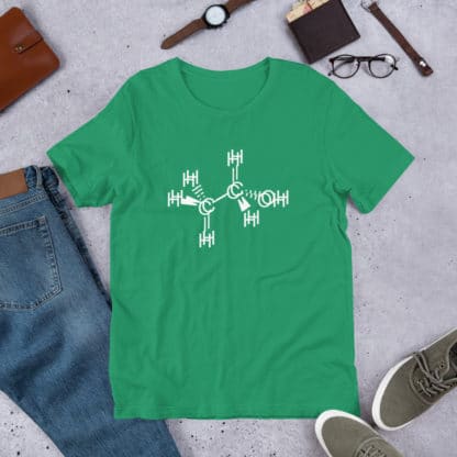Ethanol molecule t-shirt drunk green