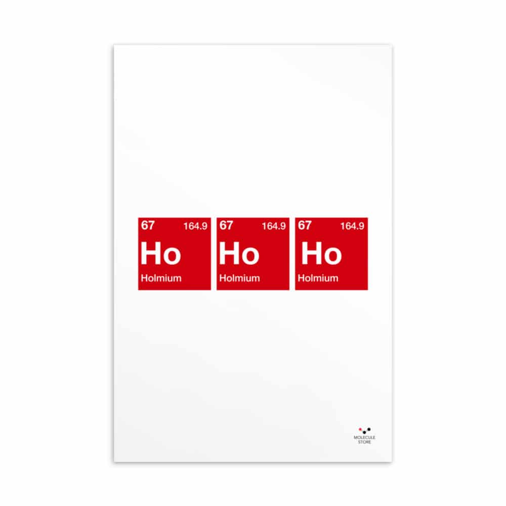 Ho Ho Ho chemical Christmas postcard.