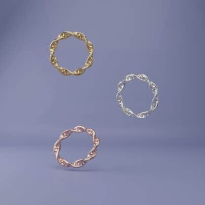 DNA rings in gold, silver and rose gold