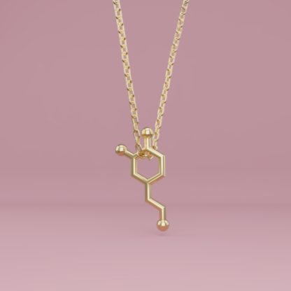 Dopamine molecule necklace minimal gold 2