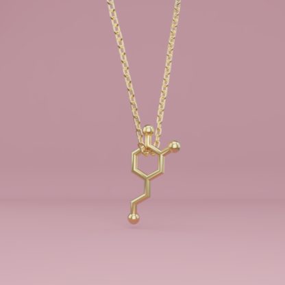 Dopamine molecule necklace minimal gold