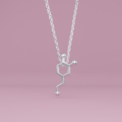 Dopamine molecule necklace minimal silver