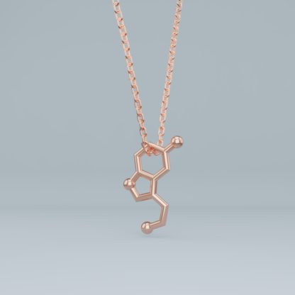 Serotonin molecule necklace minimal rose gold 1