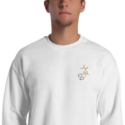 LSD molecule sweater embroidered white