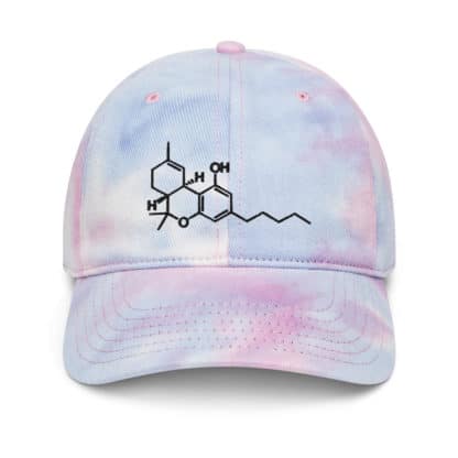 THC molecule tie dye hat cotton candy