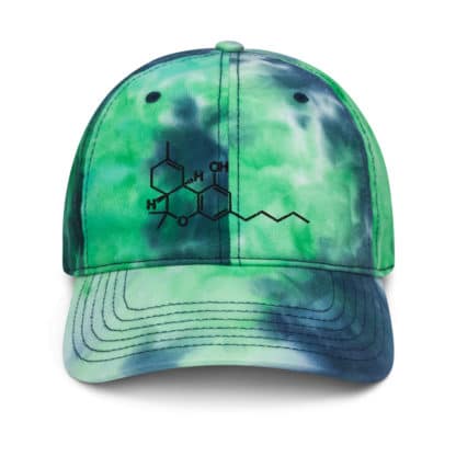 THC molecule tie dye hat ocean