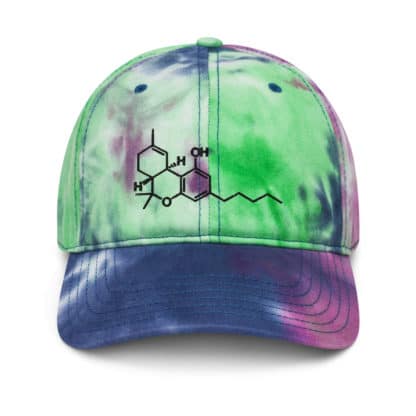 THC molecule tie dye hat purple