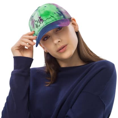 THC molecule tie dye hat purple model