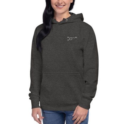 Dopamine (motivation) molecule hoodie embroidered heather