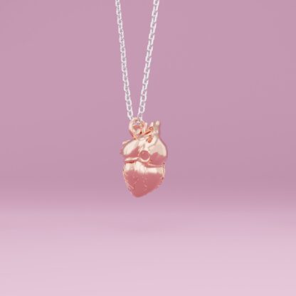 Anatomical heart necklace rose gold side