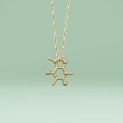 Caffeine molecule necklace brass