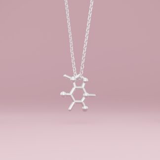 Caffeine molecule necklace silver