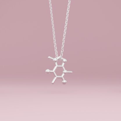 Caffeine molecule necklace silver