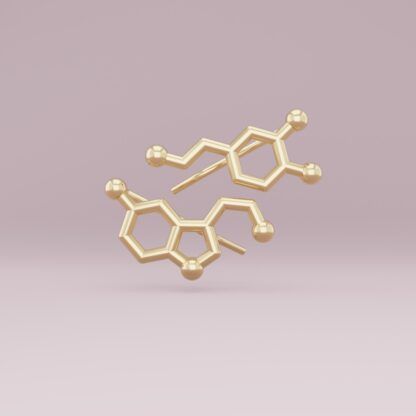 Serotonin & Dopamine Molecule Ear climbers gold