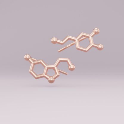 Serotonin & Dopamine Molecule Ear climbers rose gold