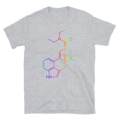 trippy LSD molecule t-shirt sports grey