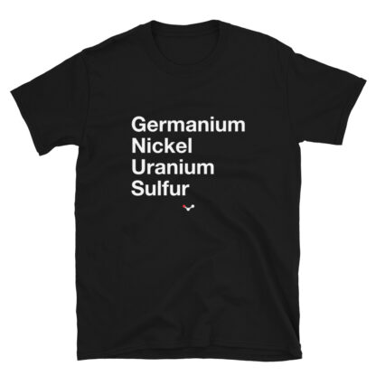 Periodic table elements word t-shirt spelling GeNiUS black