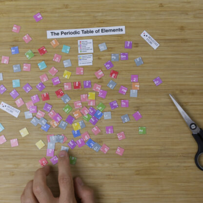 A periodic table magnet set freshly cut out